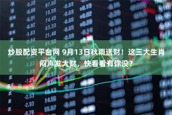 炒股配资平台网 9月13日秋雨送财！这三大生肖闷声发大财，快看看有你没？