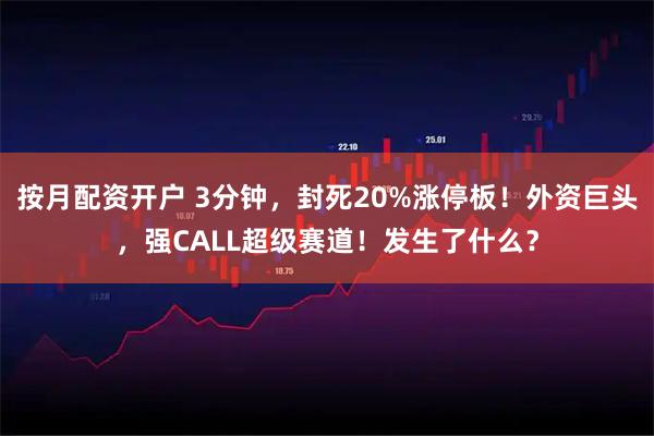 按月配资开户 3分钟，封死20%涨停板！外资巨头，强CALL超级赛道！发生了什么？
